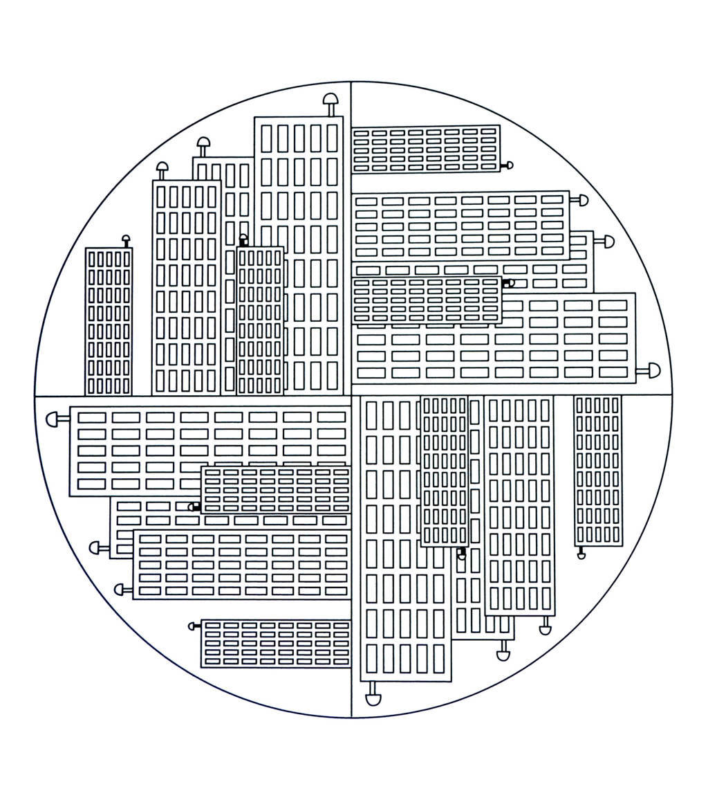 Coloriage Free Mandala To Color New York Buildings - Mandala à imprimer